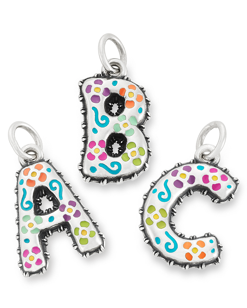 Enamel Consuela Floral Initial Charm
