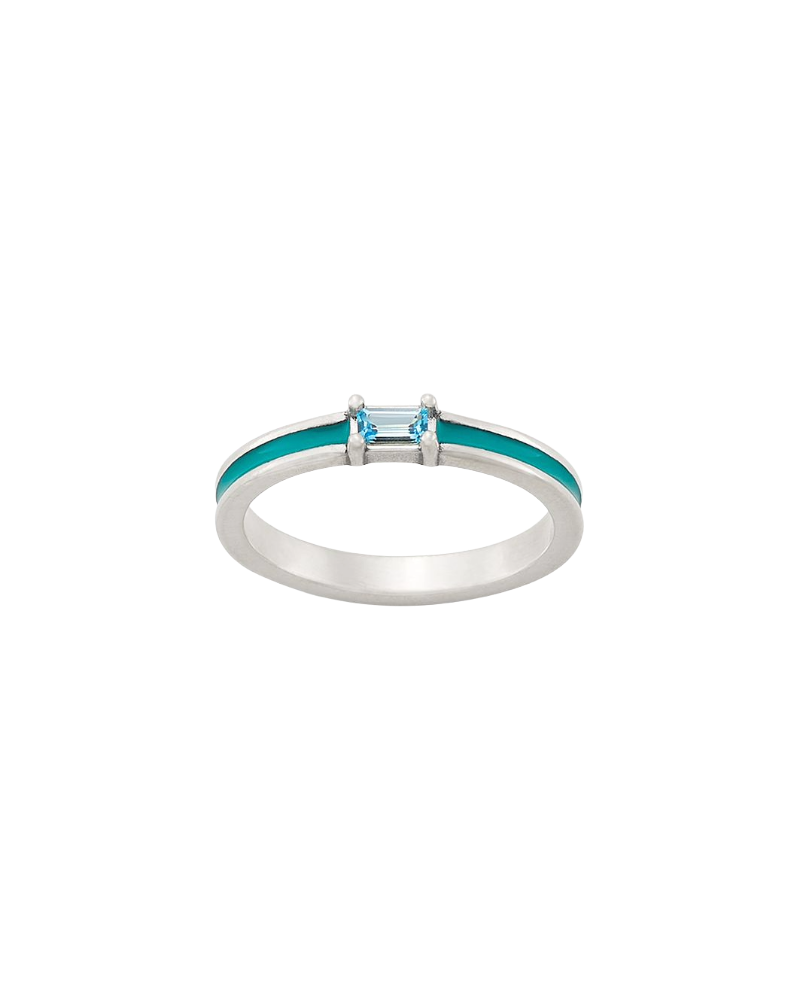 Enamel Blue Gemstone Stacker Ring